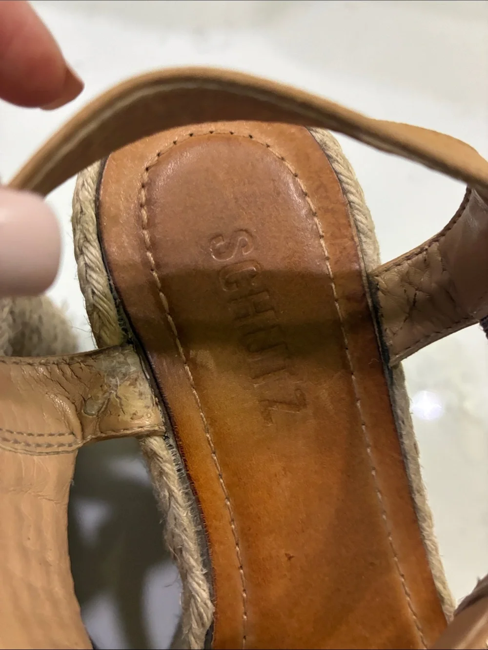 SCHUTZ Tan Espadrille Platform Wedge Sandals 6